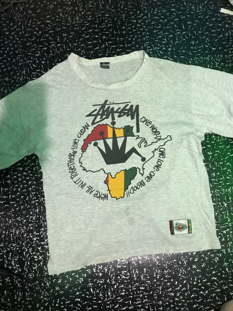 RARE Vintage late 80s STUSSY “One World-One Love-One Blood” Rasta