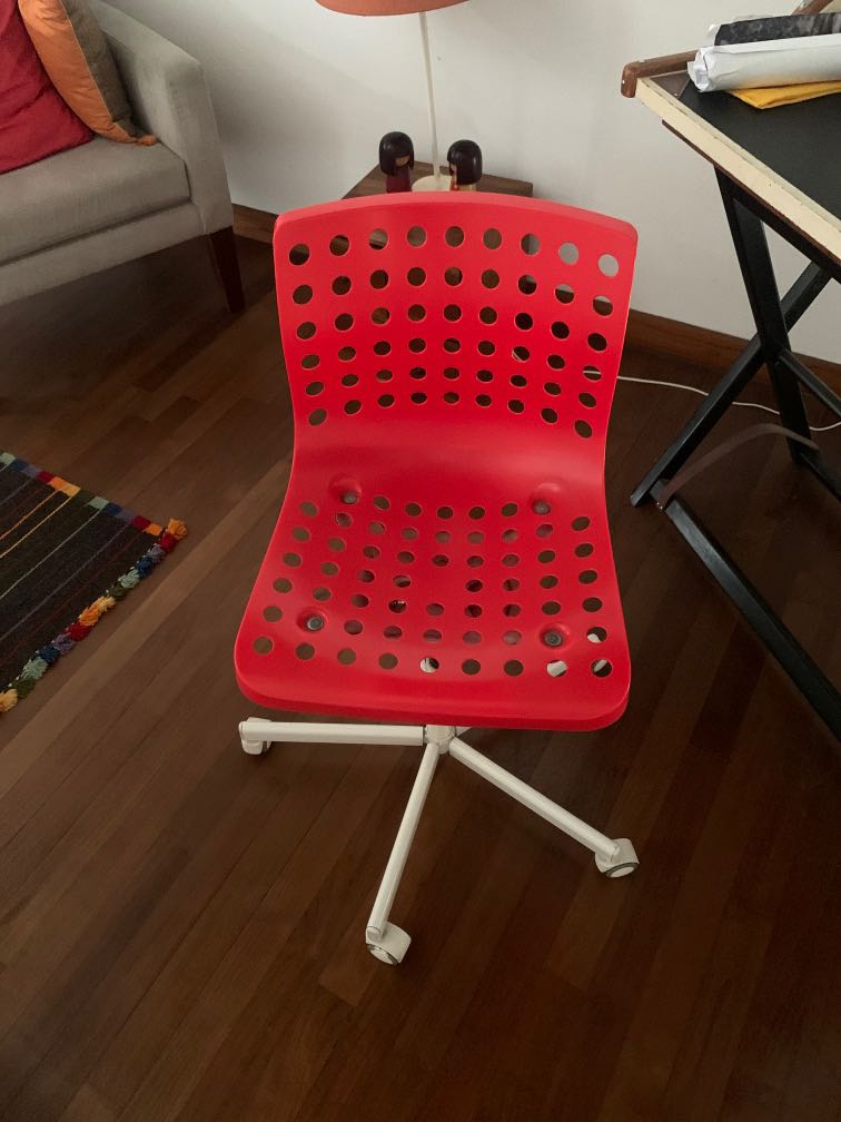 Red Spinning IKEA Chair, Furniture & Home Living, Furniture, Chairs on