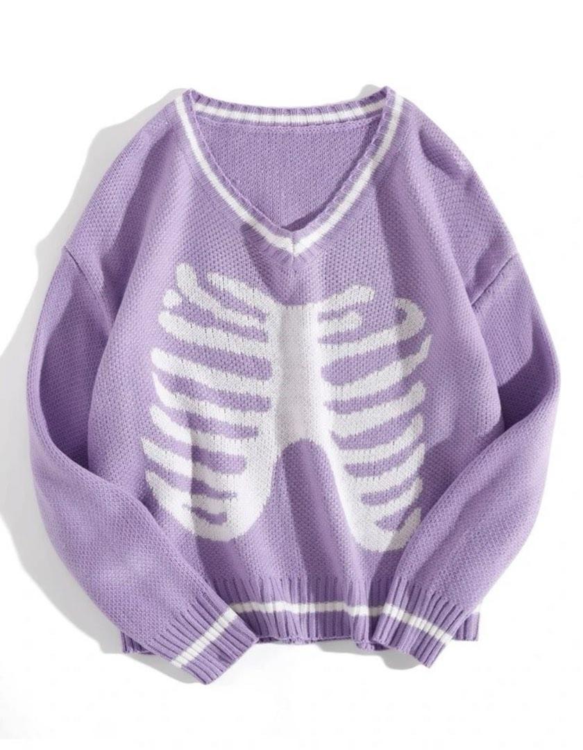SHEIN Skeleton pattern striped trim 
