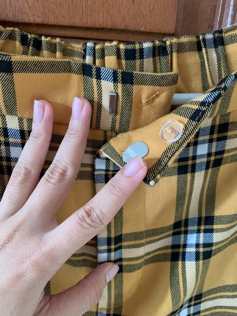 Stradivarius yellow tartan deals trousers