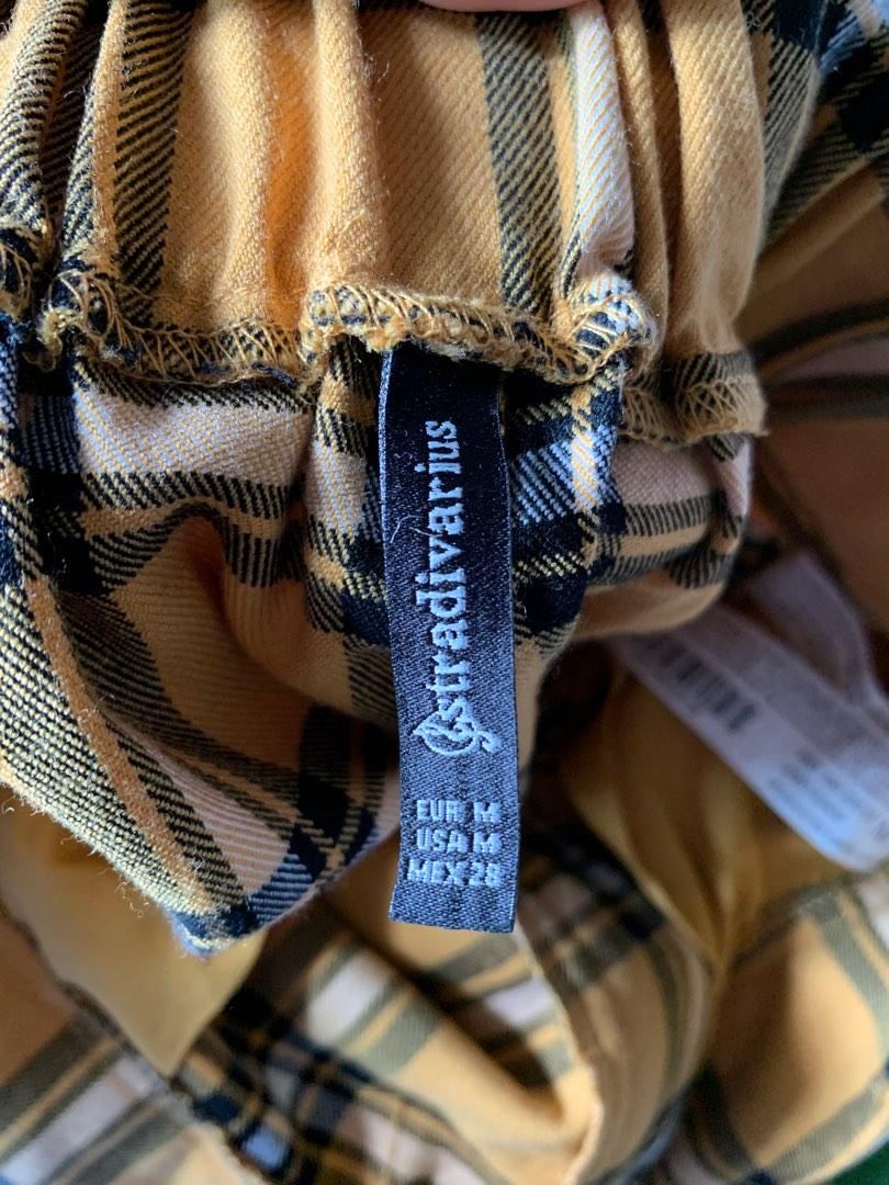 Stradivarius yellow clearance tartan trousers