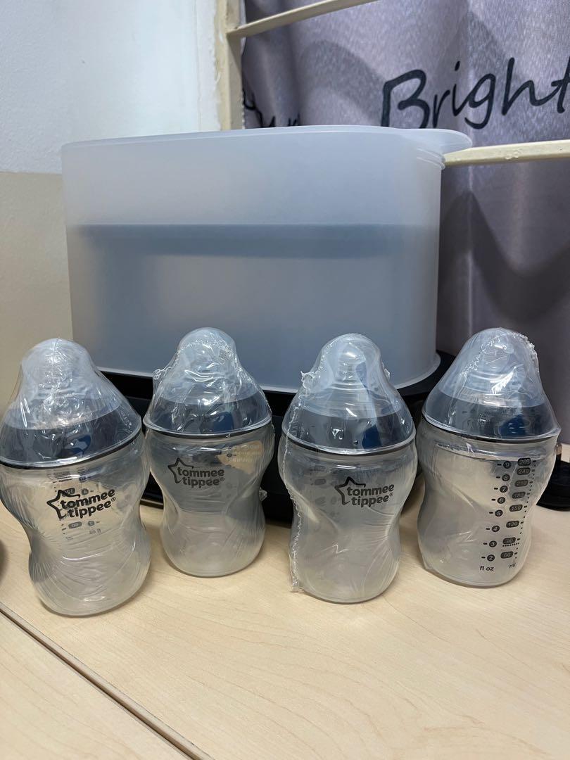 Tommee Tippee 260ml bottles x4 and sterilizer, Babies & Kids, Nursing