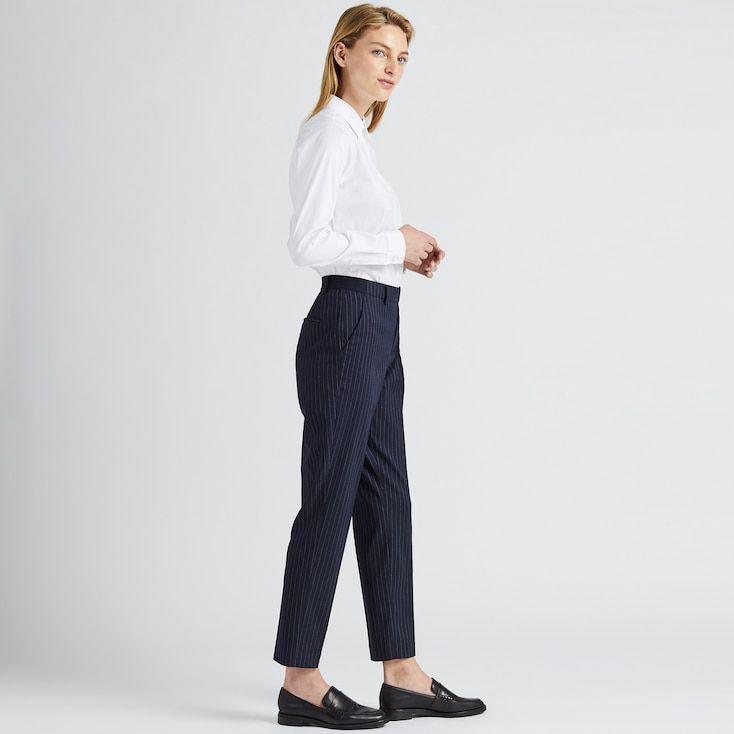 Uniqlo Women EZY Ankle Pants (Navy Stripe), Women's Fashion, Bottoms, Other  Bottoms on Carousell