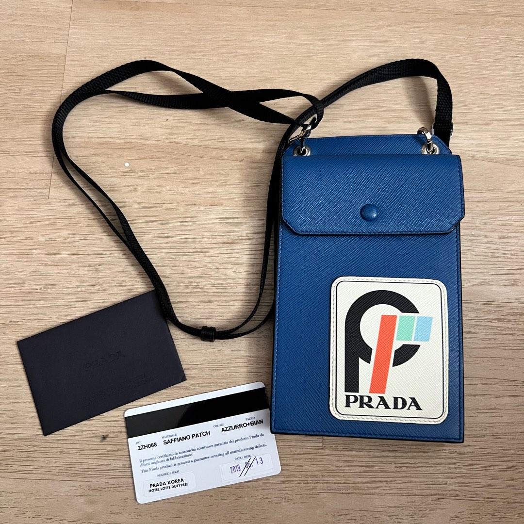 Used Prada Logo Patch Phone Holder Crossbody Bag Saffiano Leather, Luxury,  Bags & Wallets on Carousell