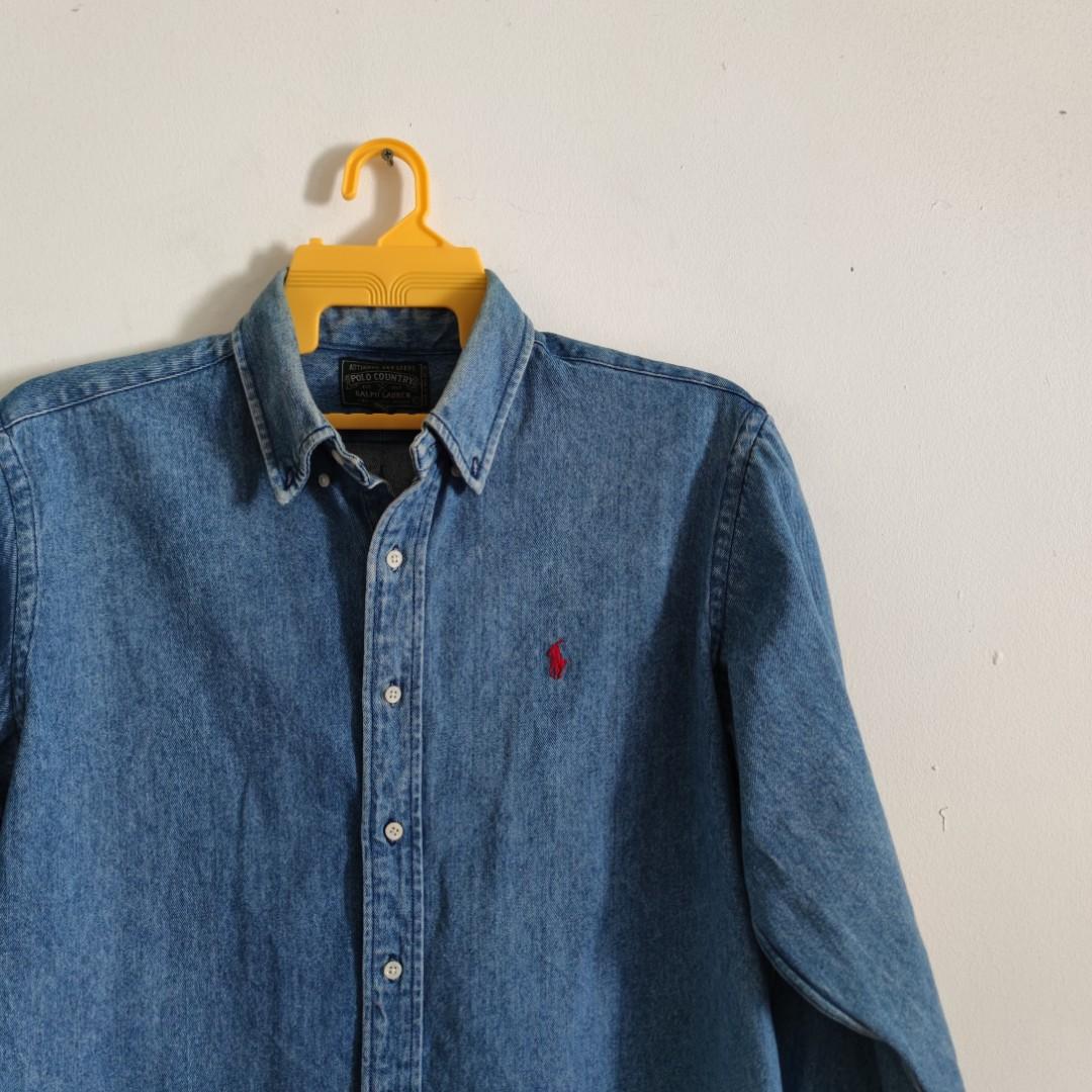 VINTAGE POLO COUNTRY RALPH LAUREN DENIM SHIRT Men s Fashion Tops