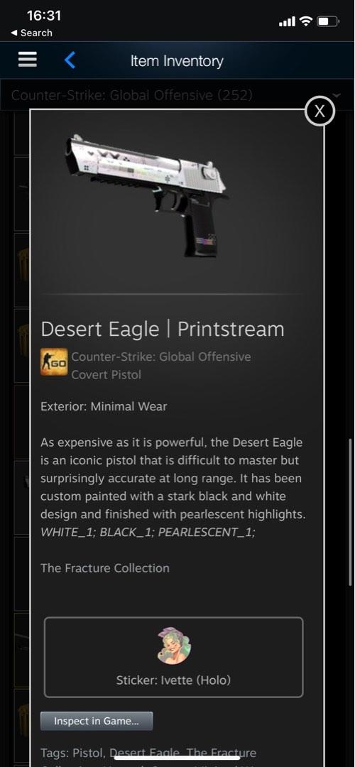 WTS Desert Eagle Printstream MW w Sticker (Holo) CSGO SKINS, Video