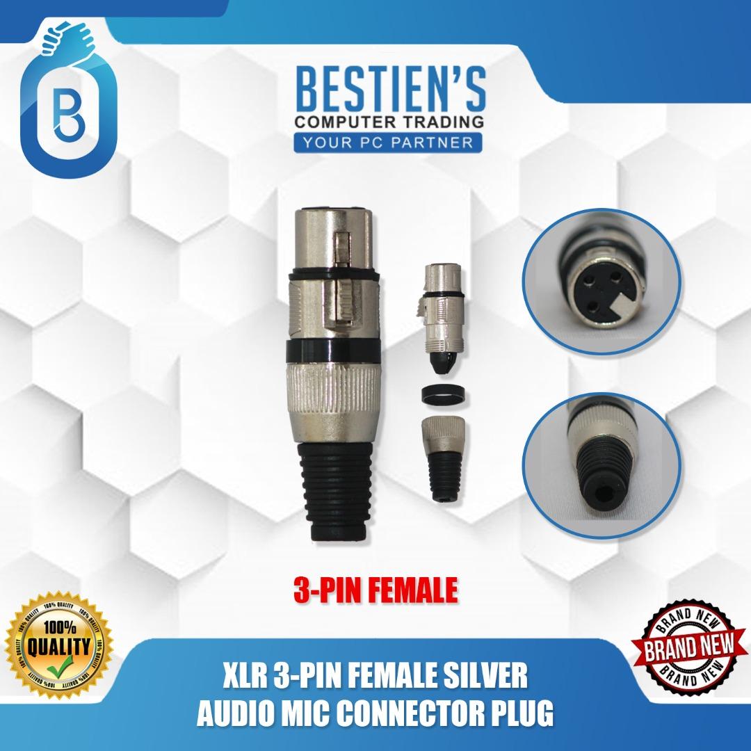 XLR 3-PIN FEMALE SILVER, AUDIO MIC CONNECTOR PLUG (Category: Microphones) located in Quezon City. Submitted by besteinpc (Listing ID 1158207691, Image 1). Description: XLR 3-PIN FEMALE SILVER, AUDIO MIC CONNECTOR PLUG BENEFITS: 👉a locking mechanism so that cables will not disconnect even if pulled 👉Sturdy and resistant to deformation 👉The shell is made of zinc alloy, the tail is made of PVC rubber sleeve, the contact point of the plug is rough