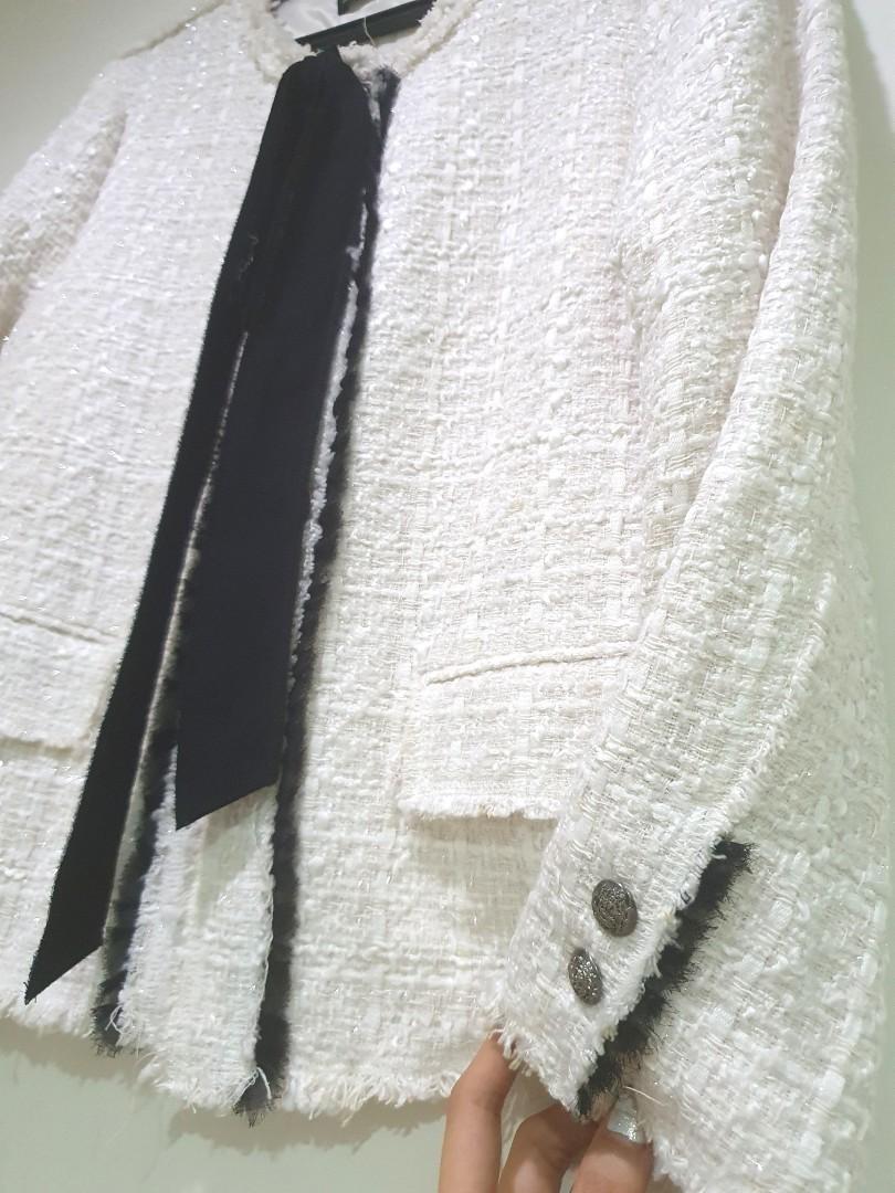 ZARA Authentic, White Tweed Coat, Chanel style - unused, Women's