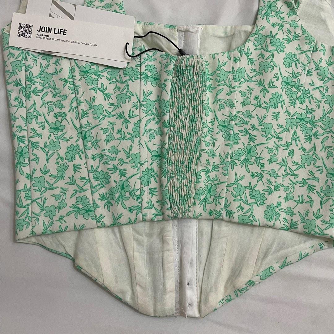 ZARA Green Floral Corset Top Size XS - $22 New With Tags - From Celina