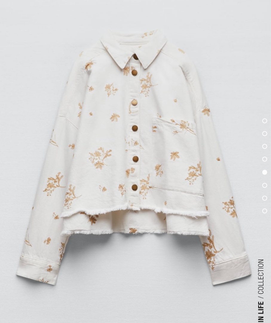 Embroidered denim jacket zara new arrivals