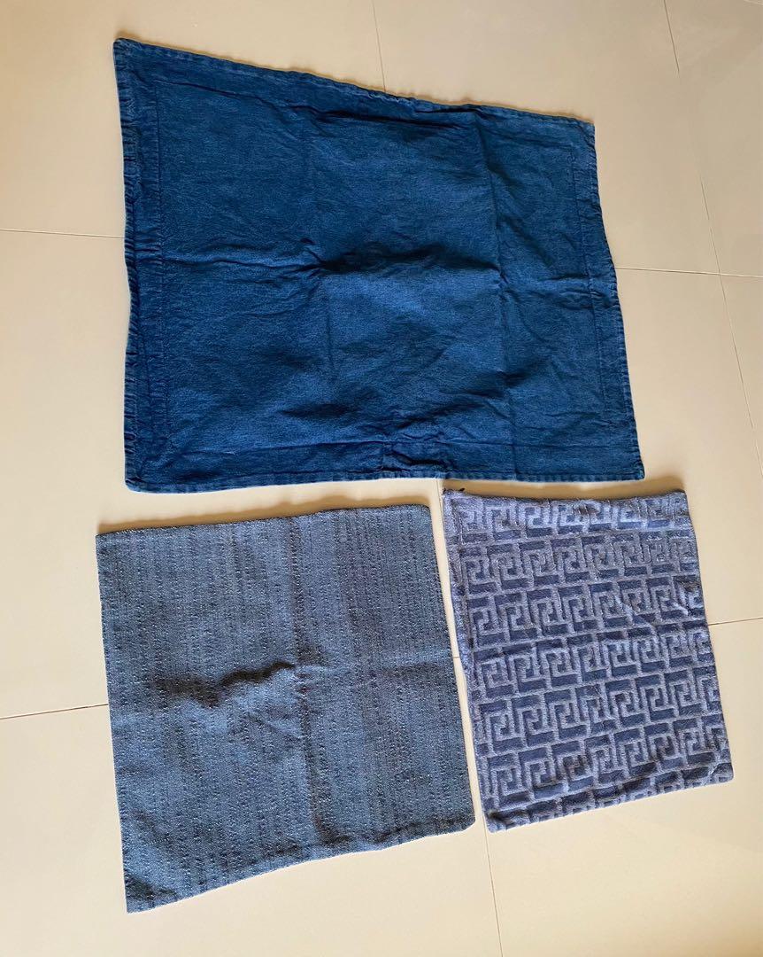 1 Denim Pillow Case and 2 throw pillow cases (Category: Home Improvement Tools & Accessories) located in Quezon City. Submitted by flianca (Listing ID 1184508850, Image 1). Description: X.