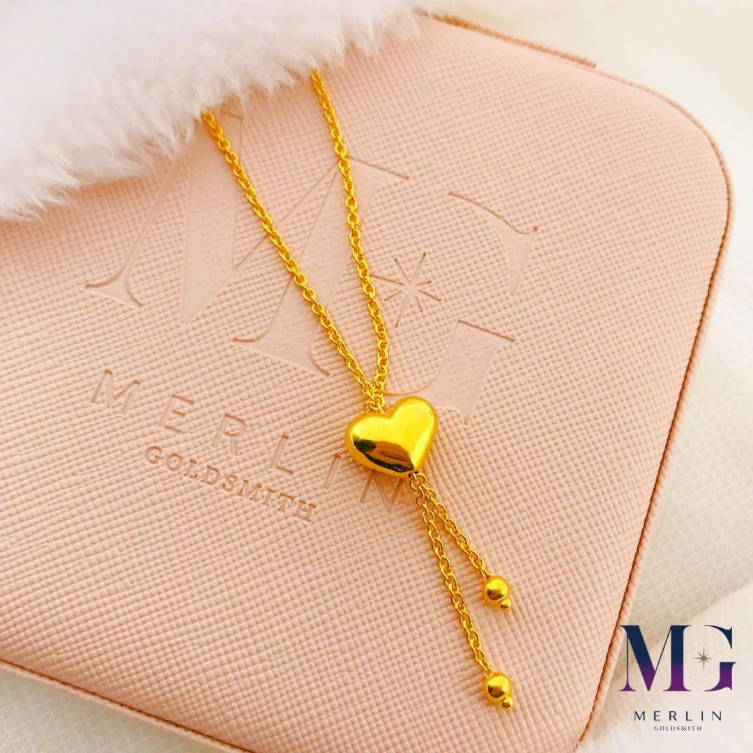 SOLD OUT 916 Gold Glossy Puffed Heart Necklace Women s Fashion