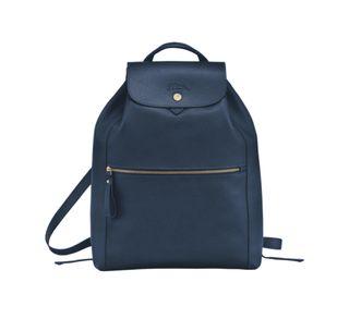 [95%new新]longchamp foulonne LE FOULONNÉ backpack經典系列navy海軍藍深藍時尚真皮女士上班休閒中小型背包