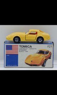 ©️ TOMICA 1.64 F21 USA ©1970 yellow Chevrolet Corvette Stingray Die-cast Metal Made In Japan Vintage MIB Working Features Tue SEPTEMBER 13,2022 Postcard Only