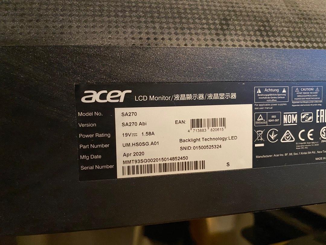 Acer SA270 27 inch monitor, Computers & Tech, Desktops on Carousell