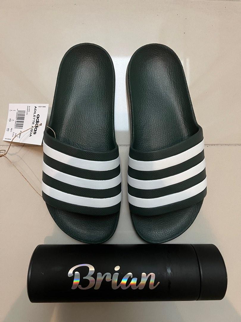 Adilette Aqua Slides Dark Green, Men's Fashion, Footwear, Flipflops and  Slides on Carousell