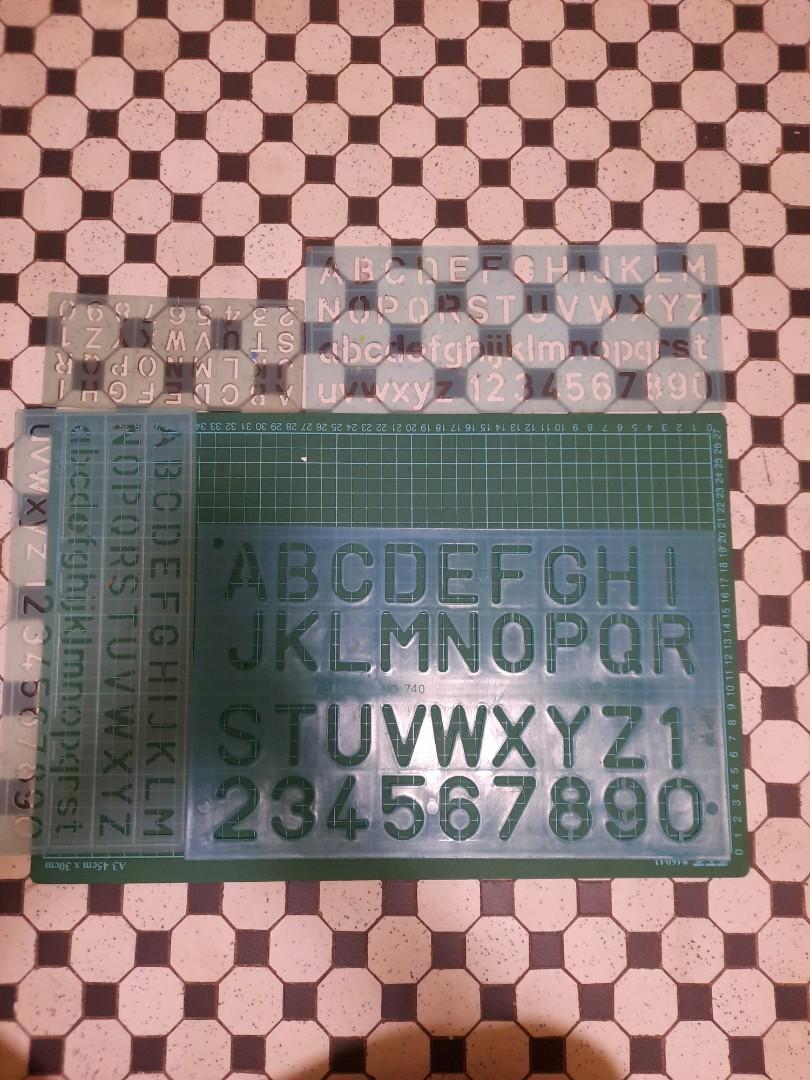 Alphabet stencils, Hobbies & Toys, Stationery & Craft, Stationery & School Supplies on Carousell