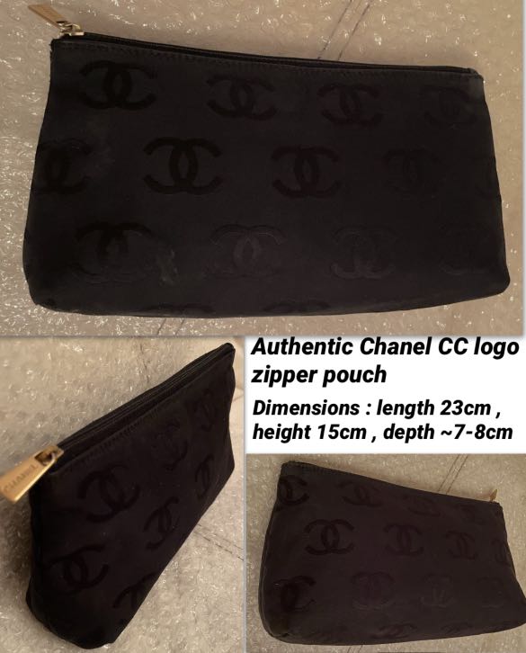 Authentic Chanel CC logo zipper pouch, Luxury, Accessories on Carousell