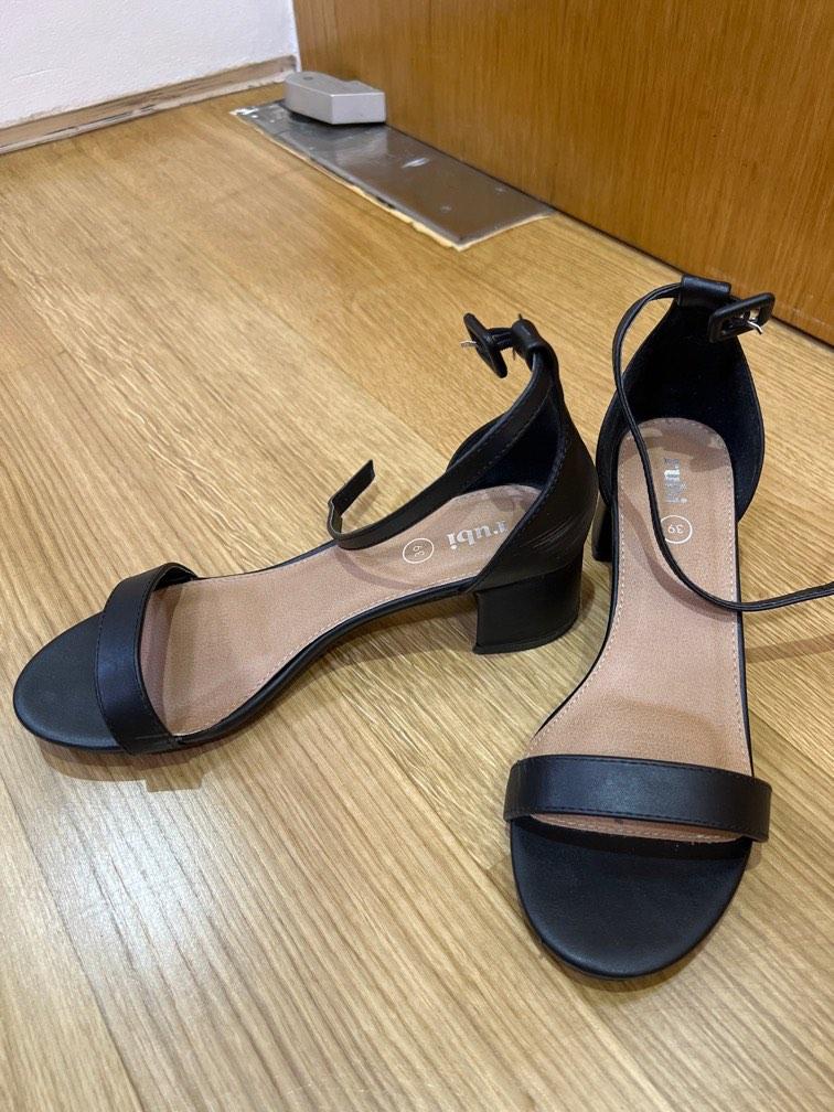 black glitter low heel sandals