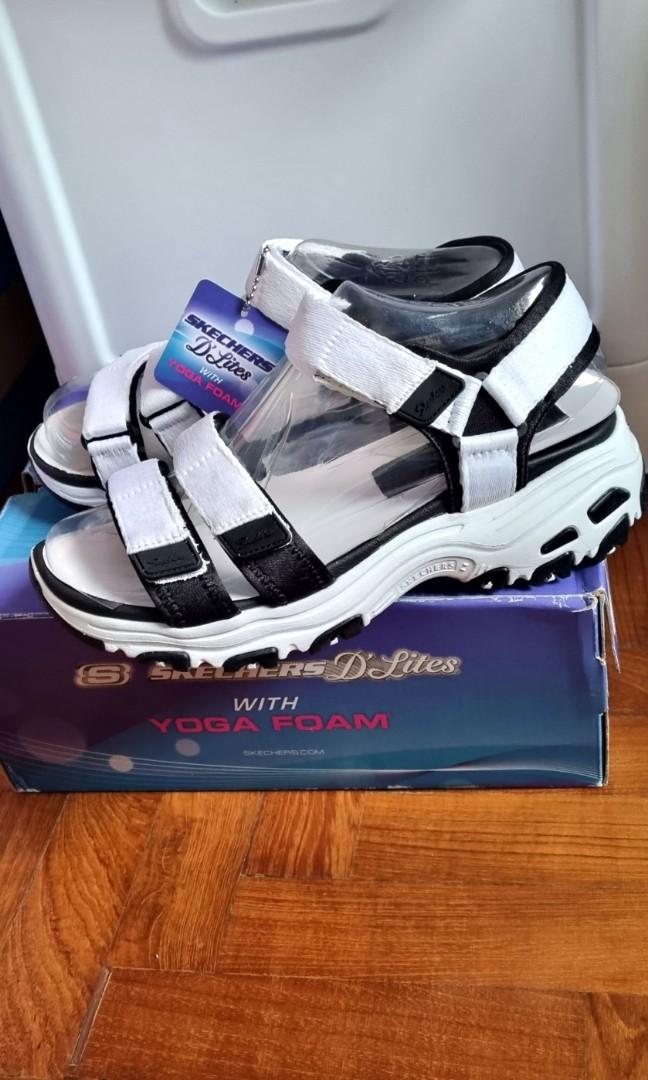 skechers d lites sandals white