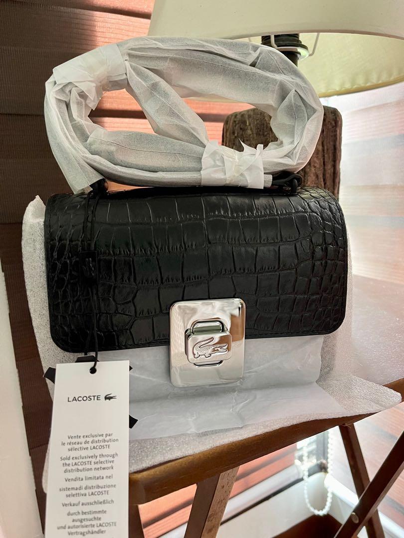 Lacoste Women's Amelia Metal Clasp Embossed Leather Handbag