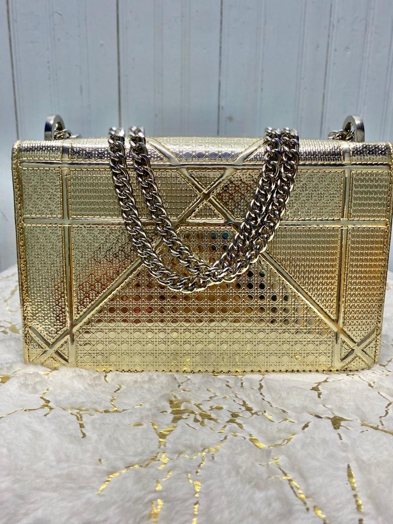 CHRISTIAN DIOR Metallic Patent Micro-Cannage Diorama Wallet on