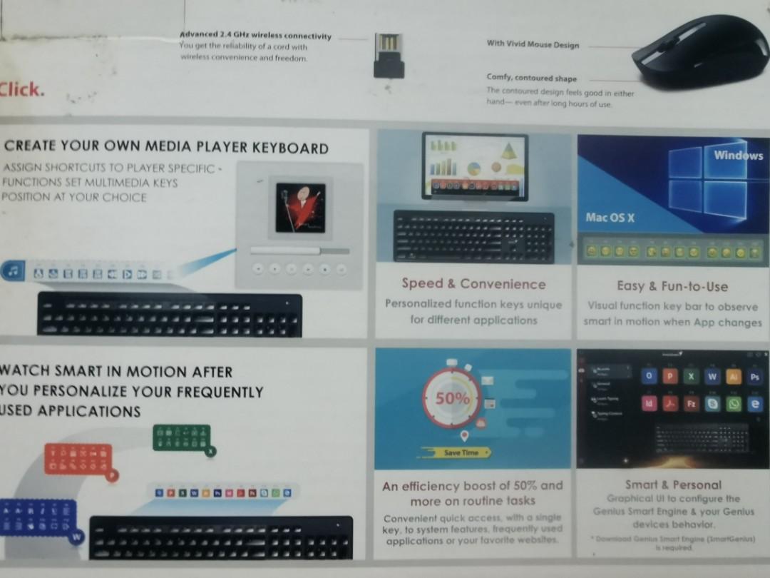 Computersaccessoriesgenius smart wireless multimedia keyboard combo