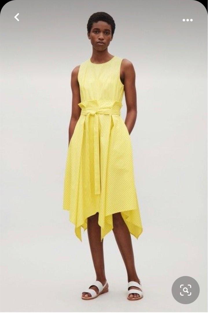 COS Yellow Stripes Dress w Waist Details Women s Fashion Dresses