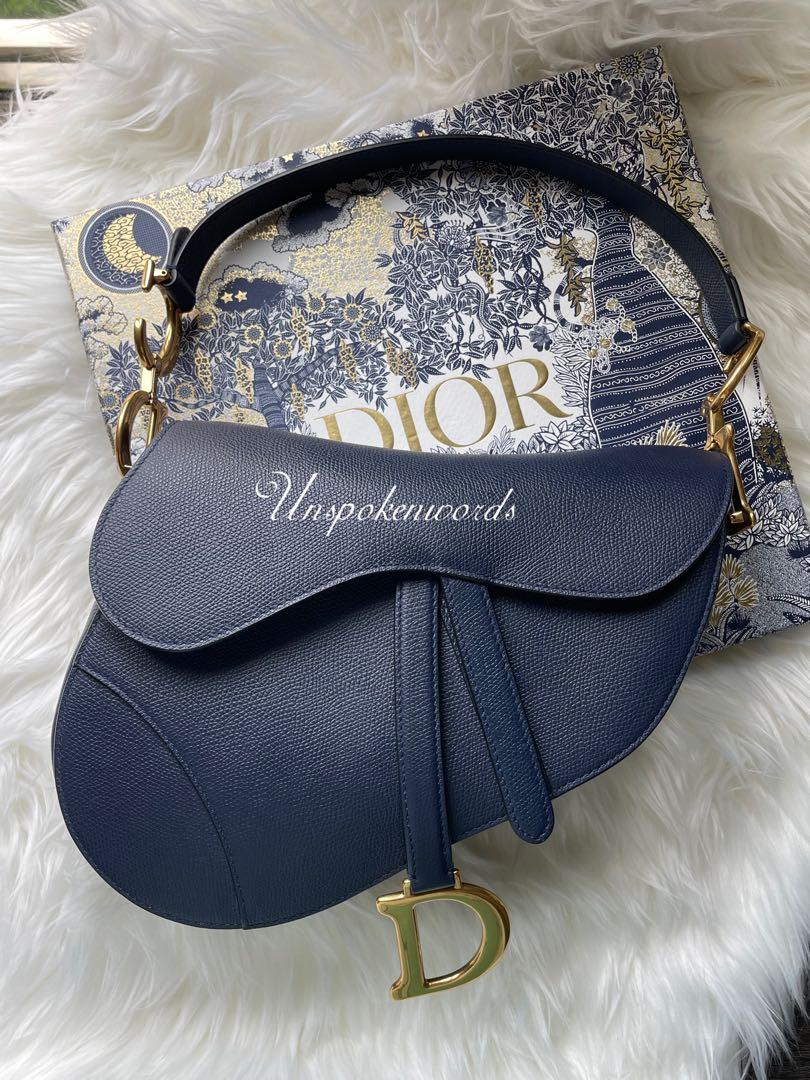 CHEAPEST! Dior Saddle Medium Navy Calfskin Bag, Luxury, Bags & Wallets