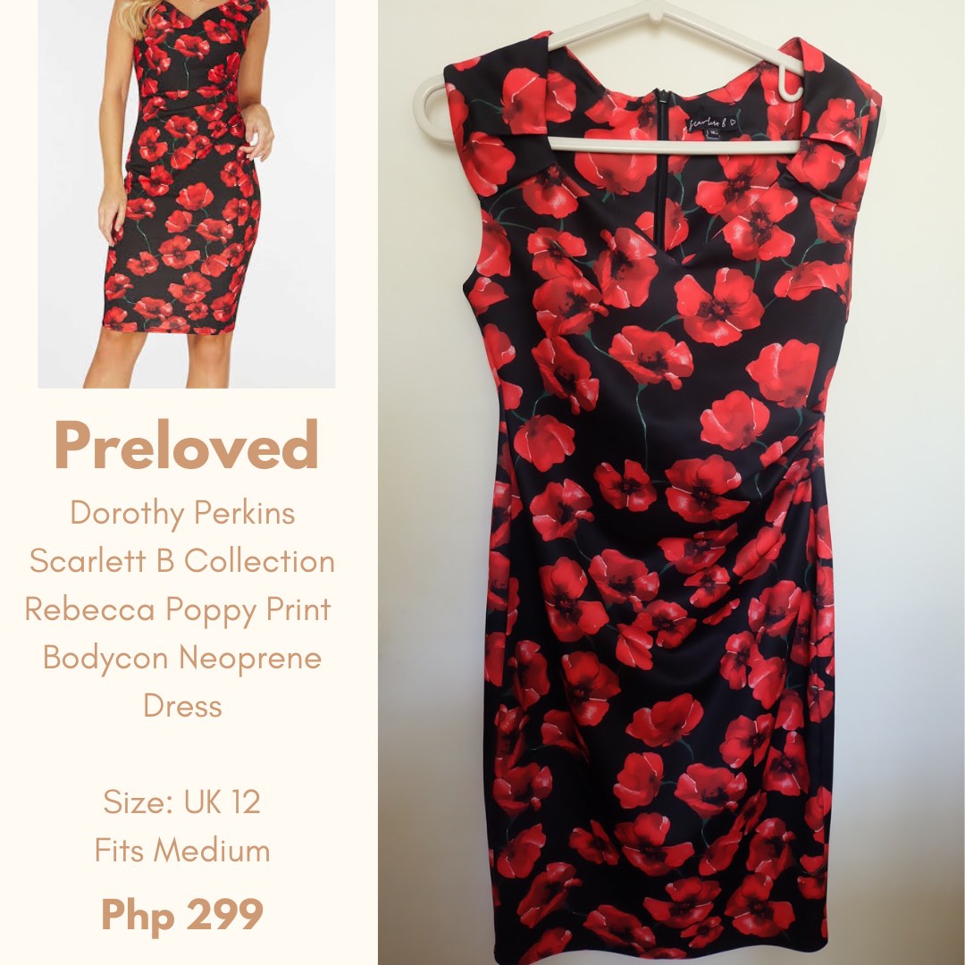 Dorothy Perkins Scarlett B Bodycon Dress Medium Large Red and Black Branded