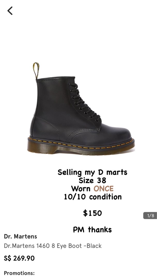 Bottes Dr. Martens 1460 - 8 œillets - Cuir Contrasté - Taille US 9 Femme - Occasion Très Bon état