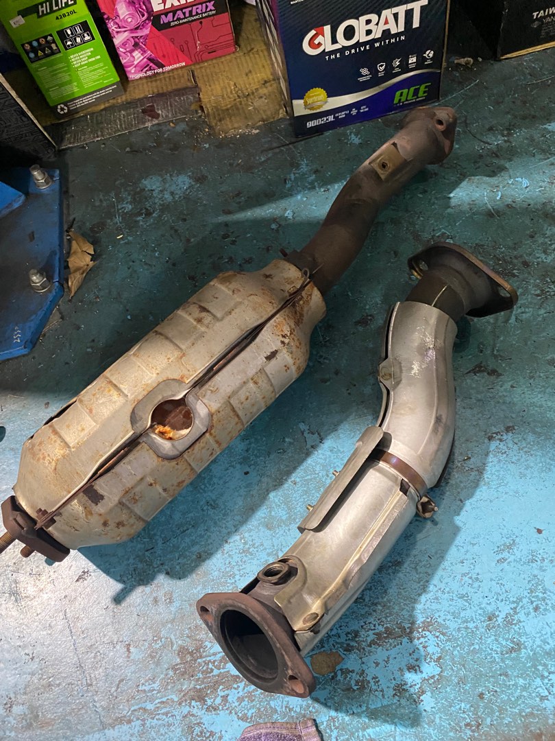 Evo X stock Cat with downpipe, Car Accessories, Accessories on Carousell