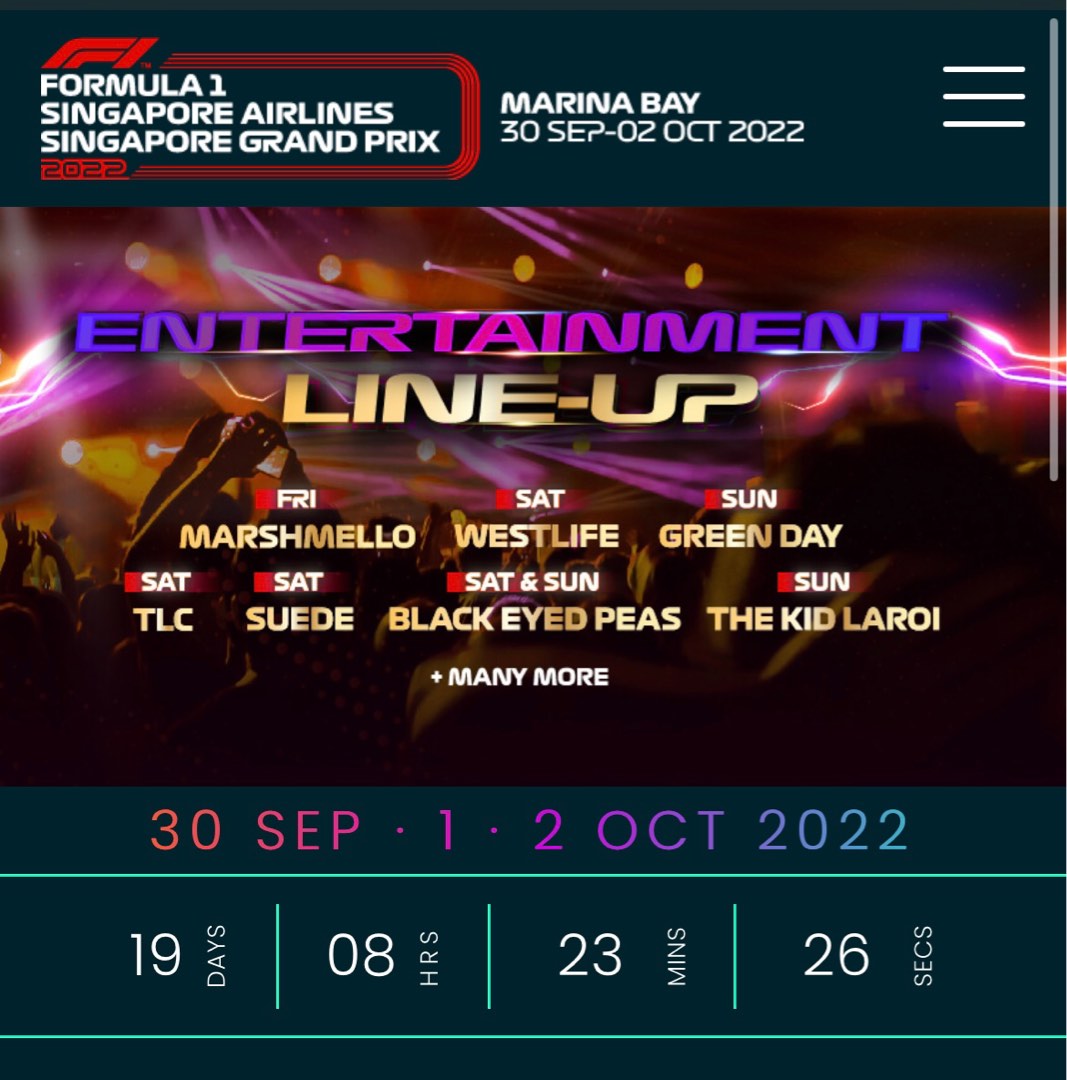 F1 Singapore GP 2022 Friday Zone 4 Walkabout Ticket, Tickets & Vouchers