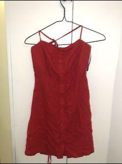 F21 FOREVER 21 red button strappy string tie dress