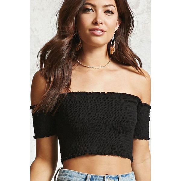 Forever 21 smocked crop online top