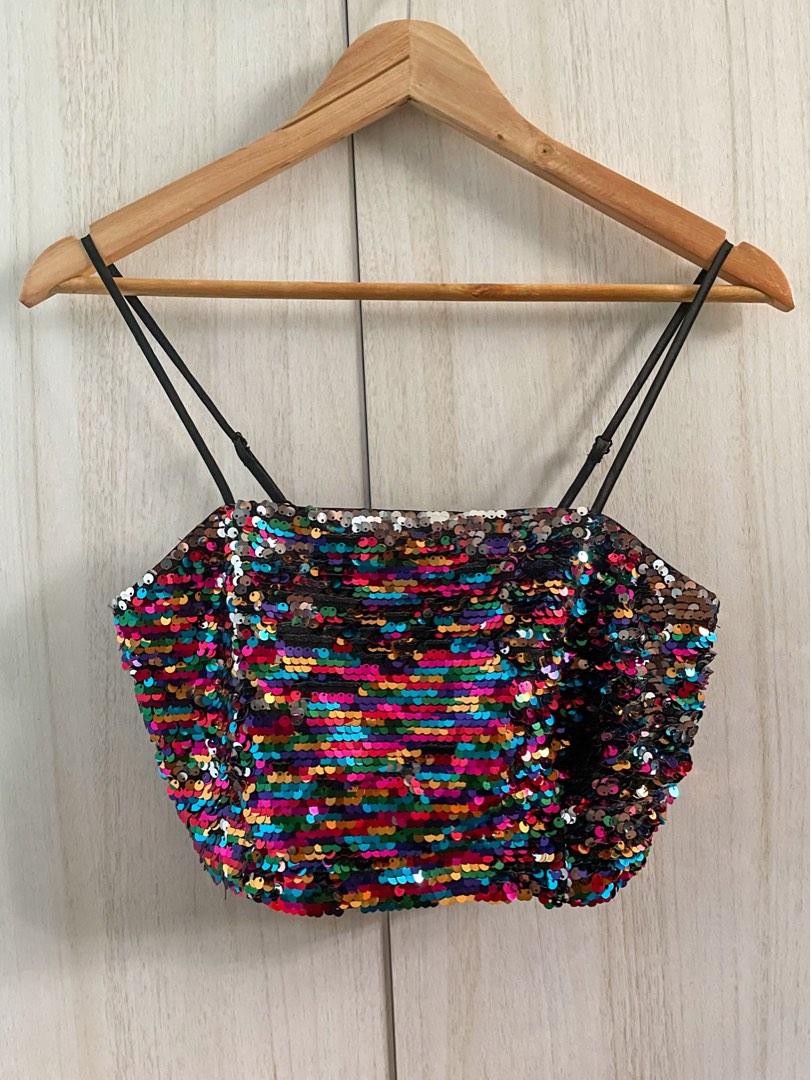 Forever 21 Sequin Crop Top, Women's Fashion, Tops, Sleeveless on Carousell