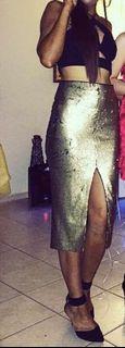 Gold sequin skirt