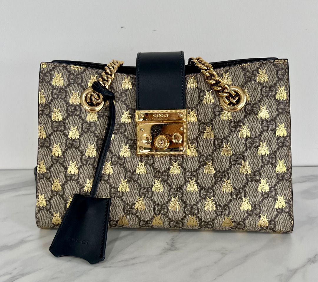 Padlock small gg bees shoulder bag top