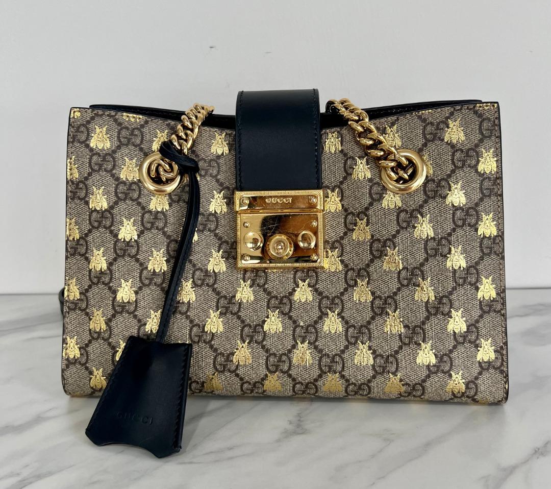 Gucci padlock small gg bees shoulder bag top