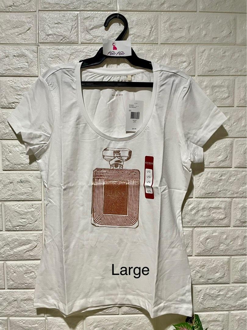 GUESS Perla Perfume Tee Medium/Large Women (Category: Shirts) located in Las Pinas. Submitted by waistnot (Listing ID 1184698087, Image 2). Description: Original item imported from Canada Available Color and Size 1. Vanda orchid (purple), Medium and Large 2. Pure White Large 3. Jet Black, Medium .