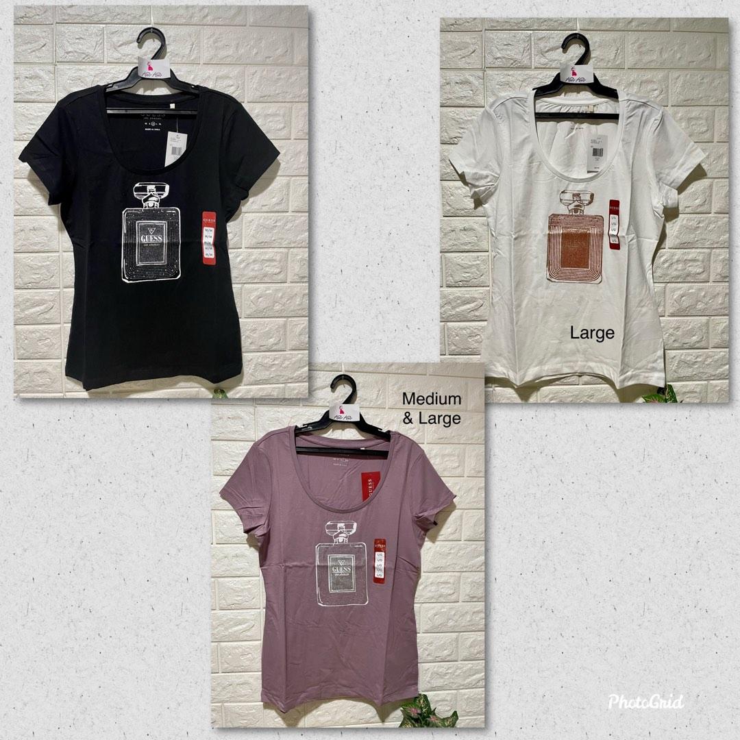 GUESS Perla Perfume Tee Medium/Large Women (Category: Shirts) located in Las Pinas. Submitted by waistnot (Listing ID 1184698087, Image 1). Description: Original item imported from Canada Available Color and Size 1. Vanda orchid (purple), Medium and Large 2. Pure White Large 3. Jet Black, Medium .