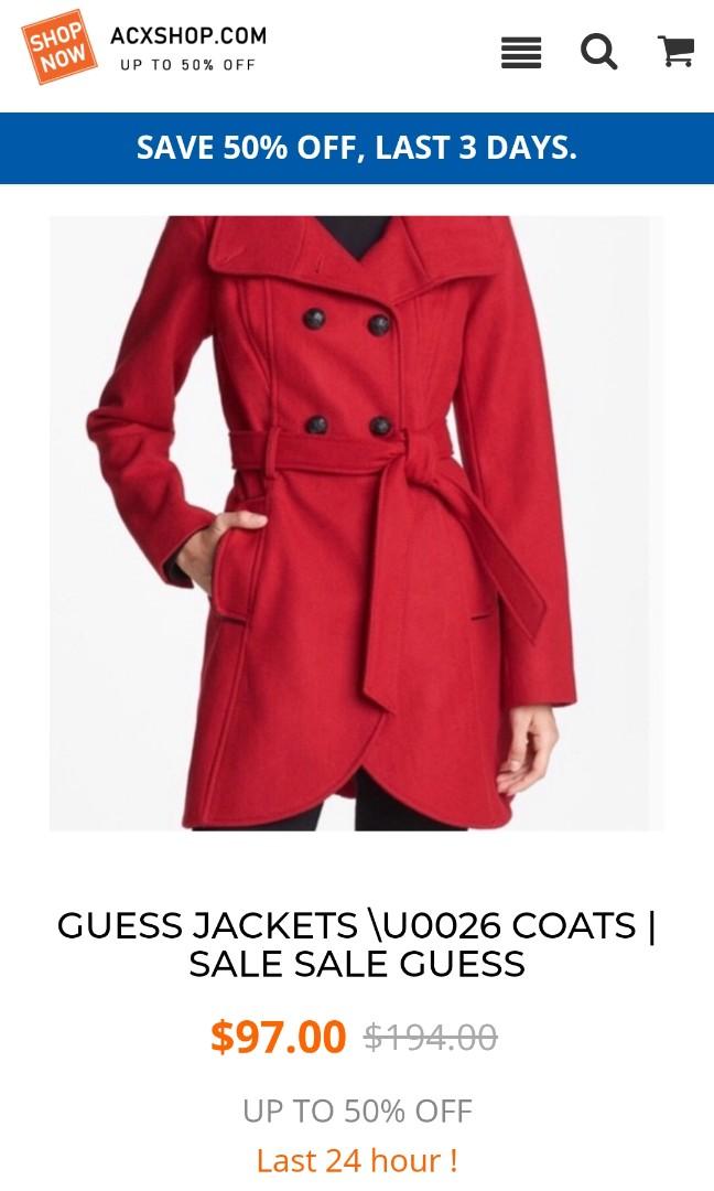 Guess red clearance wool coat