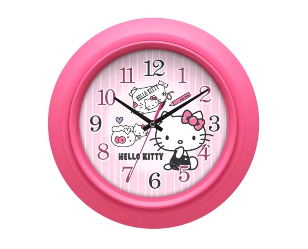 Hello Kitty Wall Clock 10" Sanrio, Furniture & Home Living, Home Decor