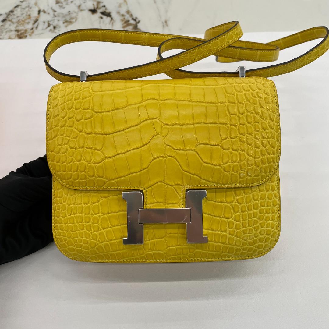 Hermes Birkin 25 Matte Alligator Mimosa Yellow M9 with Palladium Hardware -  BNIB