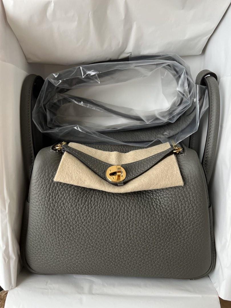 Hermes Mini Lindy Clemence 0L Gris Meyer GHW Stamp U