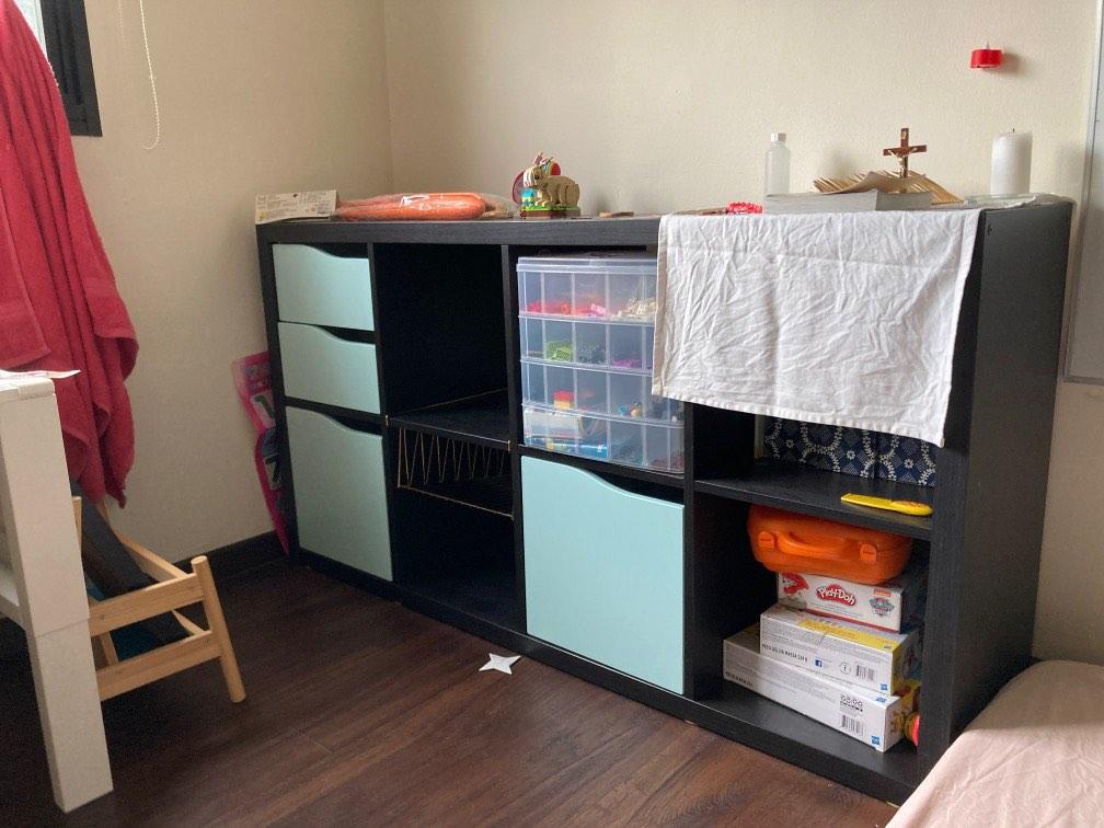 IKEA Kallax 2x4 shelf in black, Furniture & Home Living, Furniture