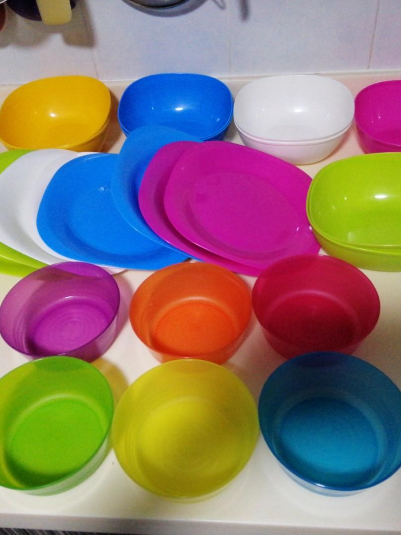 IKEA plastic bowls and plates set, Furniture & Home Living, Kitchenware