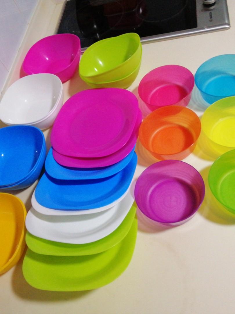 IKEA plastic bowls and plates set, Furniture & Home Living, Kitchenware