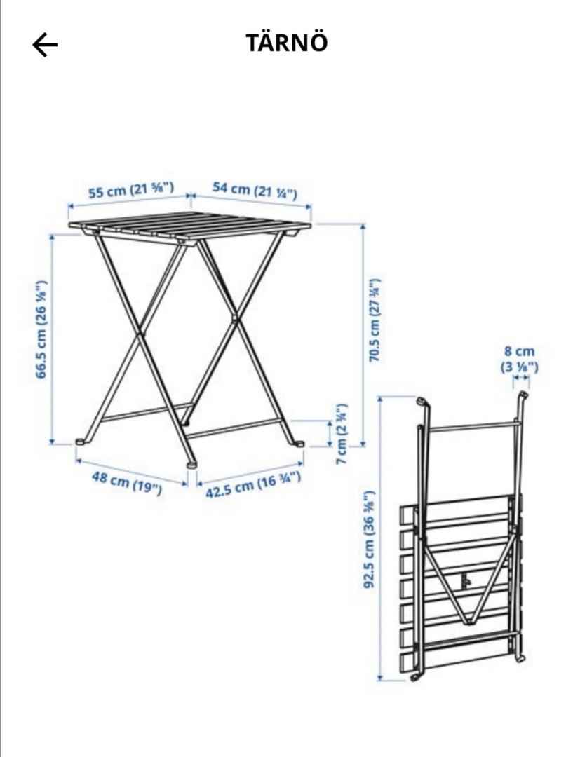 Ikea Tarno Foldable Table and Chairs Set, Furniture & Home Living, Outdoor Furniture on Carousell