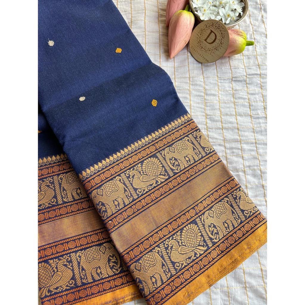 Kanchi Cotton Saree : Wisteria x Berry main image 1